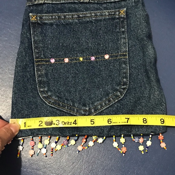 New Riders denim jean handbag w/multicolored roses and beads fringe - Picture 13 of 14